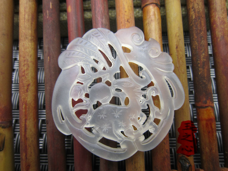 Natural jade Xiuyu double-sided hollow Fu Lu Shou pendant Sika Deer Shou Peach pendant Jade DIY Hanfu