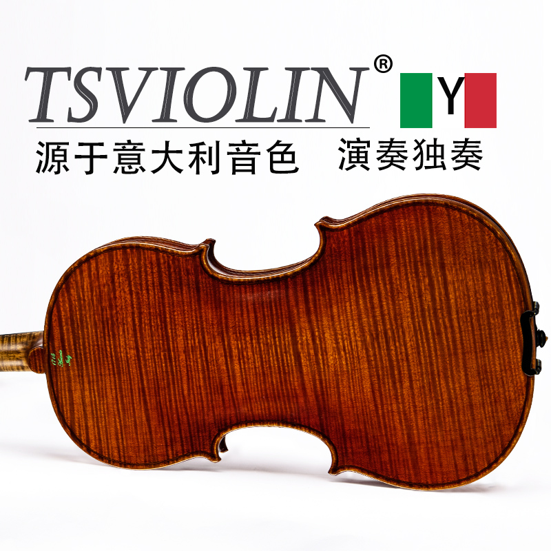 Tai's imported solid wood tiger pattern European material Italian concert violin handmade professional adult musical instrument