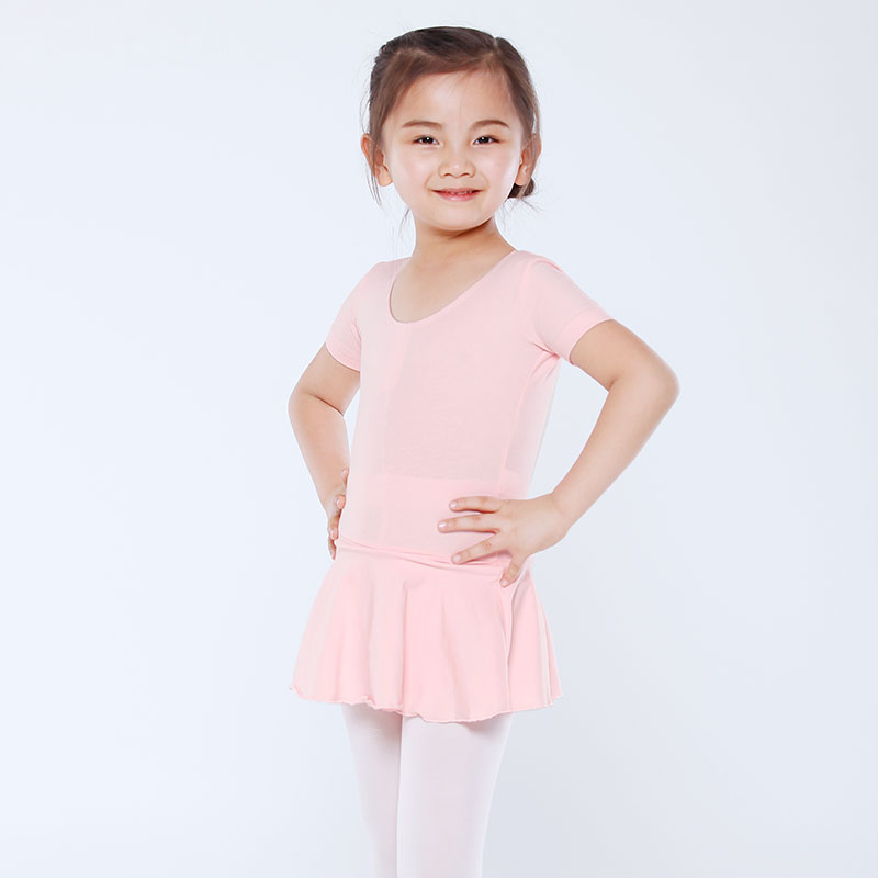 Children Dance Dress Summer Ballet Dresses Girls Short Sleeve Assays Test Exercises Style Body Dancing Skirt Chinese Dance Dress