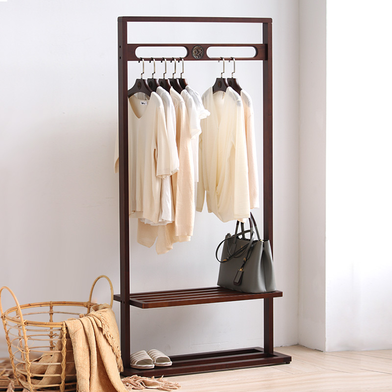 Solid Wood Cloister Shelving Floor Home Bedroom Clotheshorse Minimalist Modern Clothes Holding Layer Shelf Floor Hanging Clothes Hanger