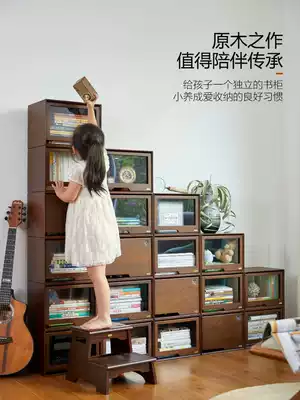 American solid wood storage cabinet narrow slit against the wall bucket cabinet single door household storage box transparent multi-layer bookcase finishing box
