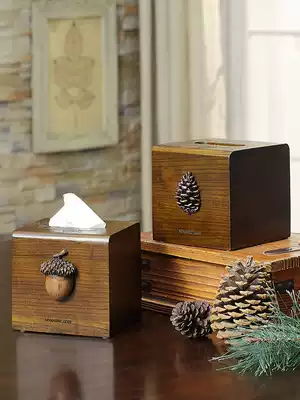 What a good European creative home Square solid wood tissue box living room coffee table sanitary paper box hotel napkin paper box