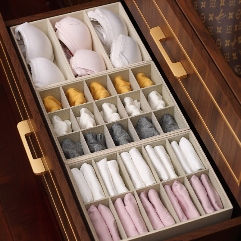 Underwear storage box compartment artifact put panties socks three-in-one home wardrobe drawer type fabric finishing box