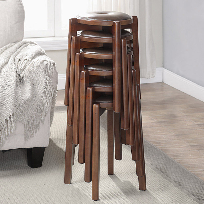 That Lando good home solid wood round stool can be stacked minimalist table stool American small square bench walnuts Dining Side Bench