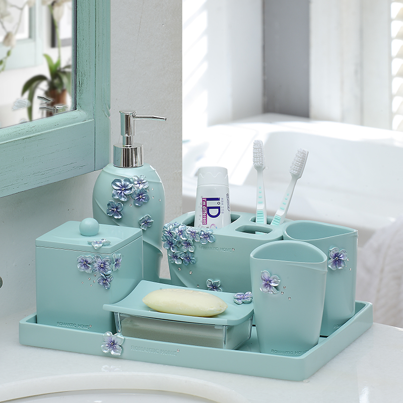 That Landolo Creative Eustyle Bathroom Five Pieces Group Bath Accessories kit Toothbrush Holder Gargling Cup Wash-up
