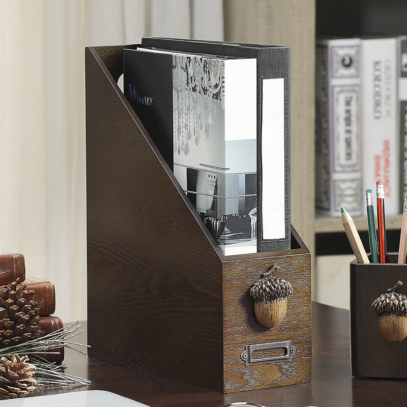 American office supplies desktop file storage box large wooden bookshelf creative stationery shelf storage shelf