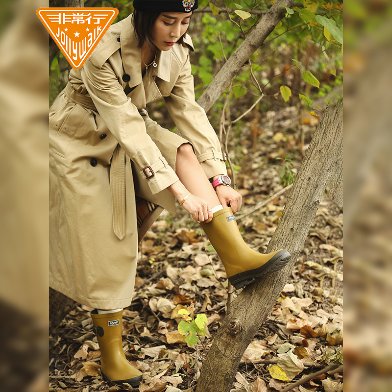 Rain boots women's high tube fashion outer wear Korean adult water shoes women's rainy weather waterproof non-slip rubber rain boots