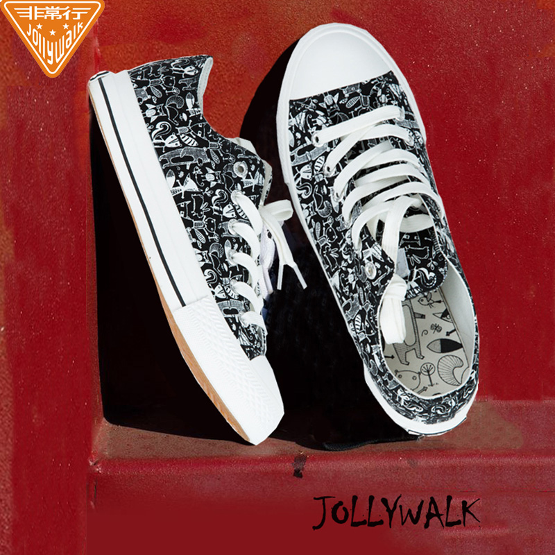 Autumn low-top white canvas shoes men's white shoes Korean version of casual flat shoes female students sneakers couple shoes