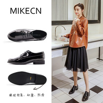 (MIKECN buy one get one free) 2021 new womens shoes small leather shoes womens flat shoes Korean version wild black