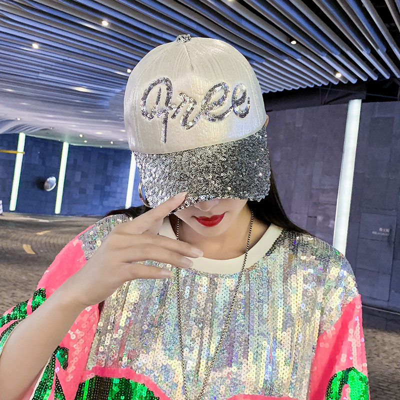 Tide brand hat women Korean version tide spring and summer all-match sequined cap female hip-hop hat mesh hat sun hat summer baseball cap