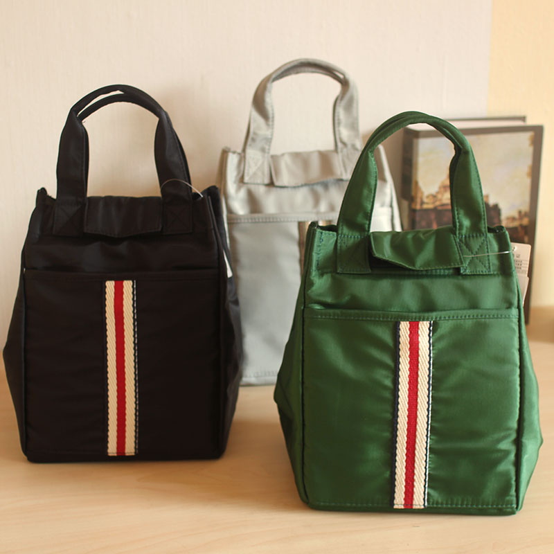 Thickened striped Oxford bag Waterproof large-capacity bento bag Portable bento bag Hand bag work fruit