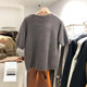 Korean Dongdaemun women's new trend 2023 spring loose round neck sweater short-sleeved bottoming sweater women keep warm