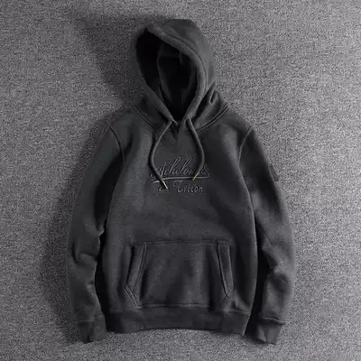 Personality simple plus velvet hooded sweatshirt jacket autumn and winter three-dimensional letter embroidery youth hoodie top men