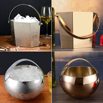 Stainless steel portable small ice bucket with ice clip Bar ktv beer red wine champagne ice bucket Creative commercial