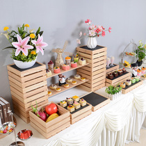 Wooden dessert table display rack decoration Forest buffet cold food tea break table set creative sushi snack rack