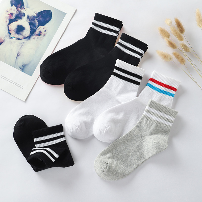 Student Socks Female Midbarrel Socks Pure Cotton Wholecotton Deodorant Striped College Wind High School Junior High School Spring 100 Hitch Ride