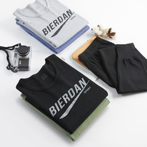 Middle School students autumn clothes and trousers set male and young cotton cotton young student thread clothing warm cotton sweater