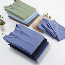 Mens autumn clothes and trousers set cotton cotton young students high school students thin thermal underwear autumn and winter