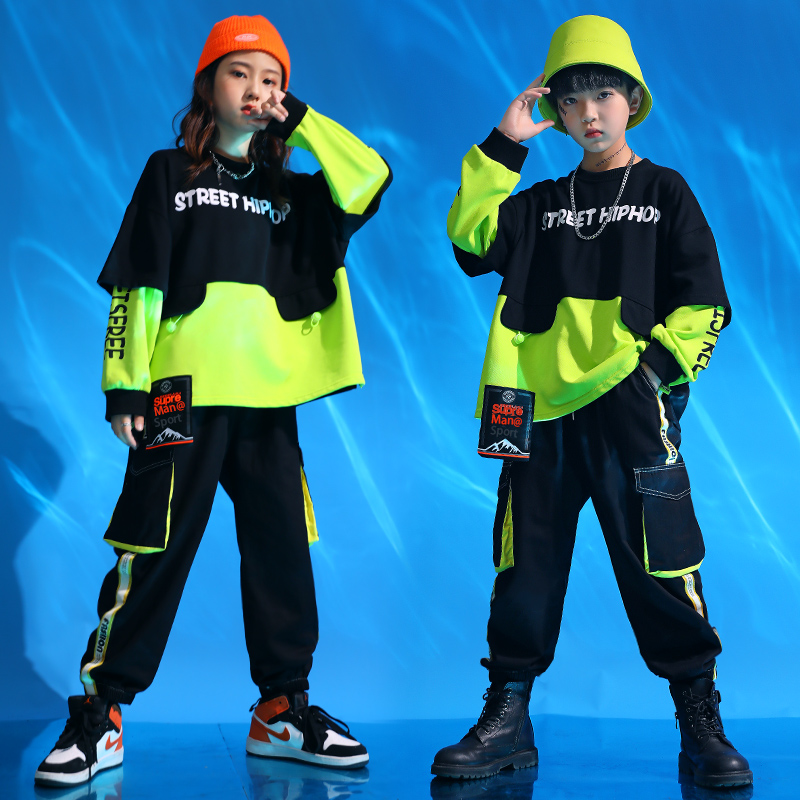 Personality Hip Hop Boy Street Dance Fashion Women Jazz Dance Clothes Walk Show Children Suit New Bboy Play Out