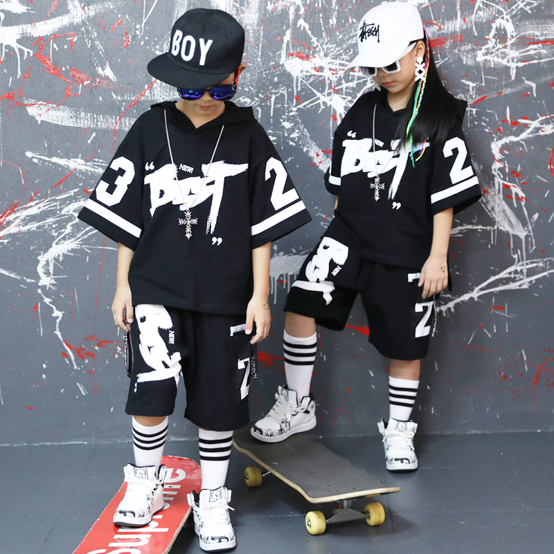 Hip Hop Boy Street Dance Suit Girl Jazz Suit Children Practice Class Clothing Child Moles Walk Show Booby-boom and Costume Drum Performance