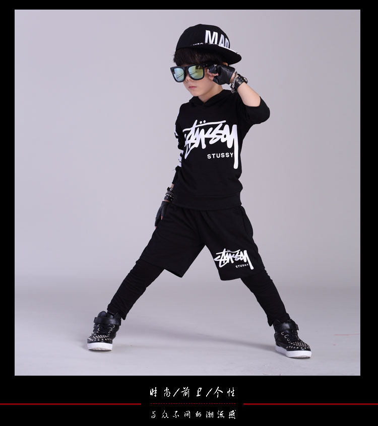 Hip hop boy khiêu vũ đường phố quần áo trẻ em nhảy jazz quần áo thủy triều kho báu catwalk hiển thị quần áo phù hợp với cô gái trống thời trang bé gái