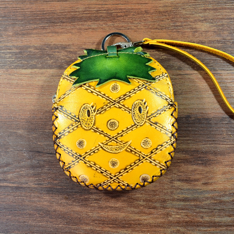 Cartoon Coin Bag Cute Handmade Fruit Bag Hand-painted Creative Little Wallet Genuine Leather Zero Wallet Woman Mini Spinro Bread