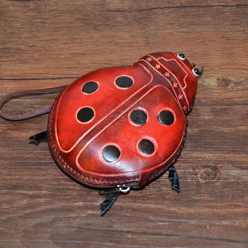 Cartoon cute girl wallet handmade coin bag handbag with small wallet animal real leather change price