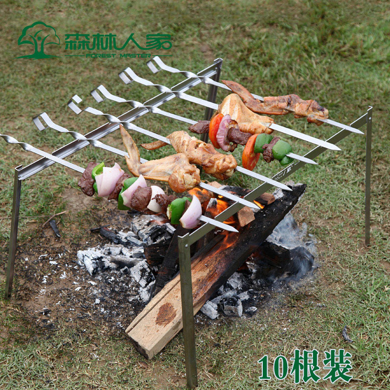 Forest House Barbecue Tool Stainless Steel Barbecue Sign Roast Duck Stove Sign Baking String 9 Words Flat Grilled Steel Drill dkc45cm