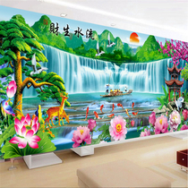 KS color full diamond painting new running water making money welcoming guests pine peony step by step 3 meters AB color brick cross-stitch