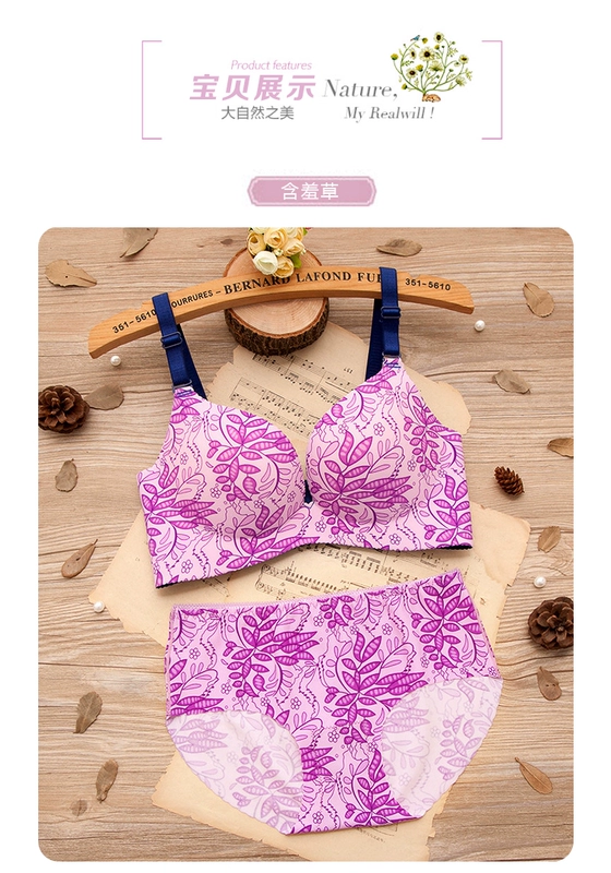 Một mảnh liền mạch không có vành nhỏ áo ngực tập hợp in áo ngực gợi cảm thiết lập ít phụ nữ dày phần bikini đi biển đẹp 2021