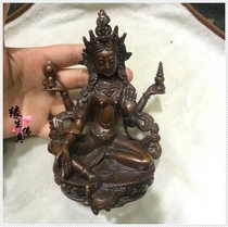 Edge life Buddha Nepal pure bronze Buddha statue 4-arms Green degree Mother view of the mother Buddha in the Holy Salvation