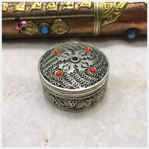 Edge life Buddha Nepalese pure copper handmade pinch millet box white bronze first decorated box small number