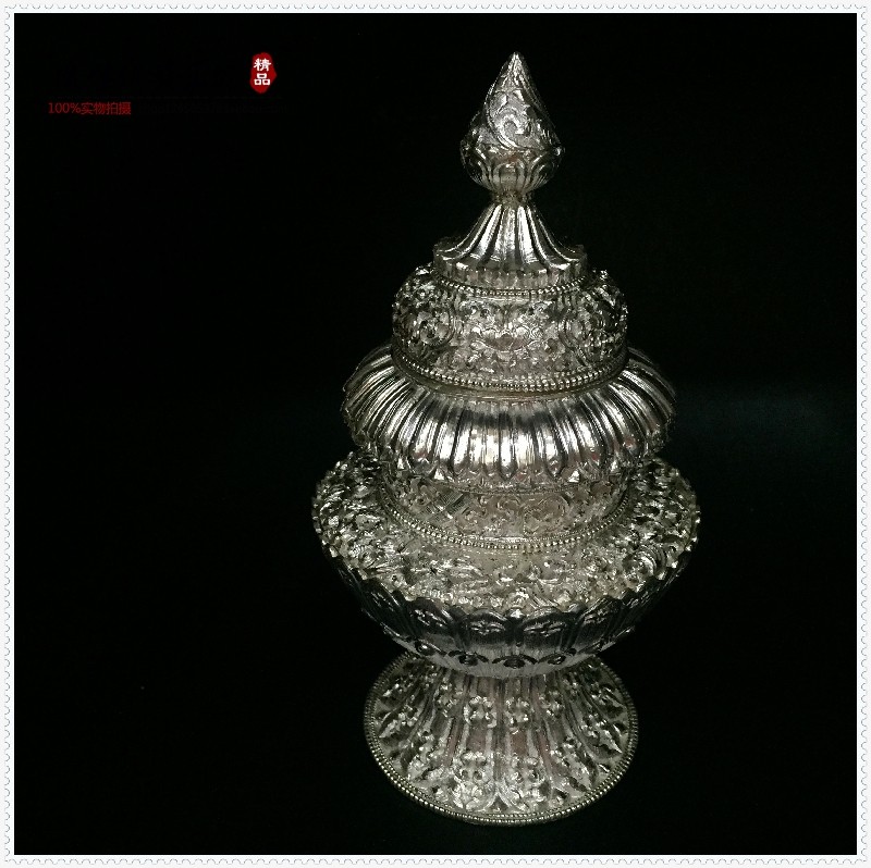 Edge life Buddha Nepal imported pure handmade pure silver (925) carved rice box