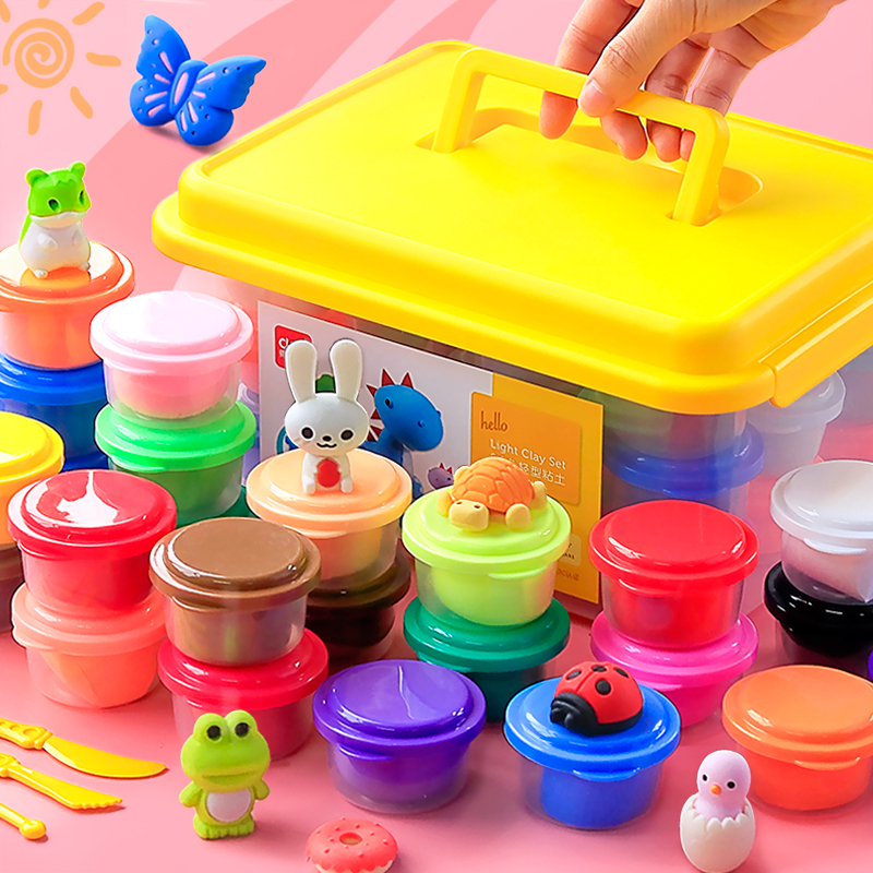 Del children Plasticine 24 color color mud elephant like skin mud set pupils hand made ultra light clay non-toxic Crystal mold tools girls Baby Kindergarten tasteless children play