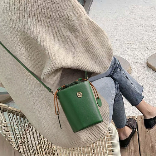 bdc/蓝舞 Летняя сумка через плечо, модная ретро небольшая сумка, из натуральной кожи, на шнурках