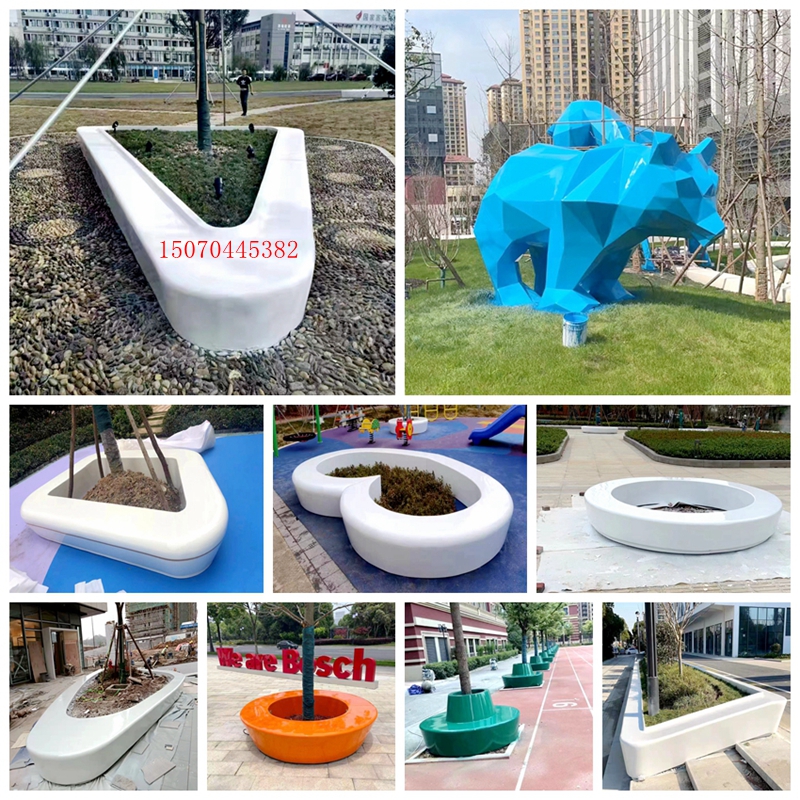 Fiberglass tree pool outdoor leisure chair park creative landscape shaped stool flower pool shopping mall rest seat