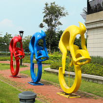 Outdoor Creativity Large Abstract GRP School Landscape Sculpture Sports Gymnasium Running Figure Decoration Pendulum