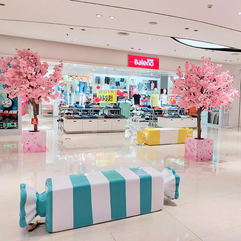 Fiberglass Leisure Candy Chair, School Kindergarten Stool, Shopping Mall Decorative Seat, Amusement Cartoon Rest Bench