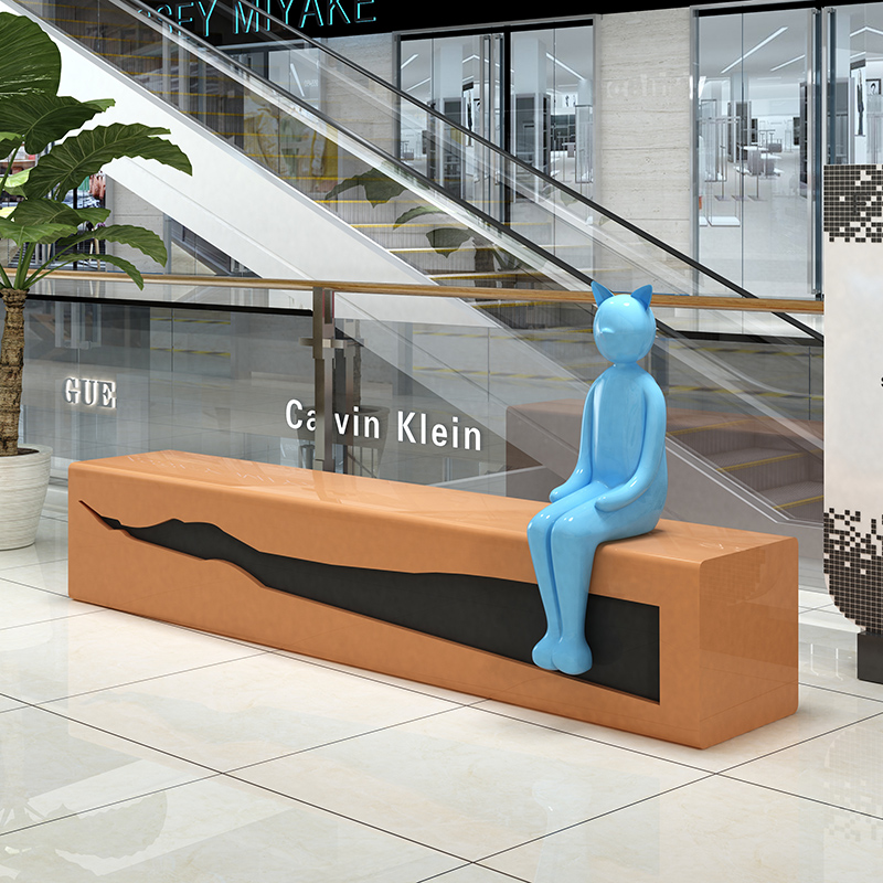 Fiberglass leisure chair business landscape beautiful Chen cartoon catwoman sitting stool creative multi-person public rest waiting seat