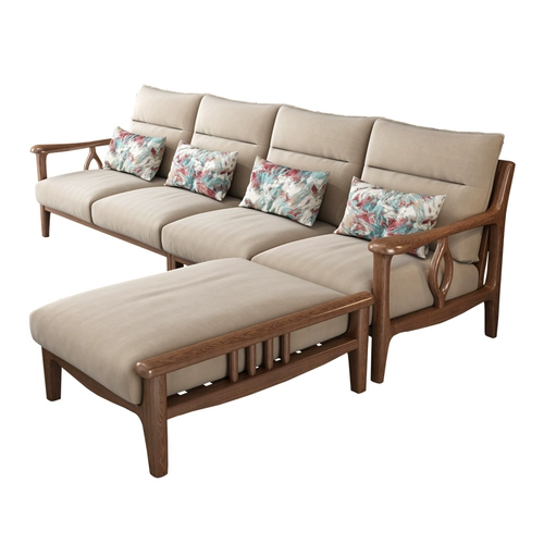 Ткань, диван, комплект из натурального дерева для гостиной, китайский стиль, простой и элегантный дизайн