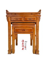 Haixin Shrine Shenlou Chinese style South elm wood wood color yellow upturned table Zonghan table 88108128 Wide