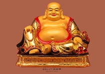 Haixin Buddha stately Buddha Buddha supplies Taiwan pure copper hand-affixed Gold Maitreya Buddha Buddha statue