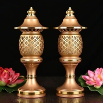  Buddha front lamp Changming Lamp Pure copper stove lamp Bronze powder gold Brown LED electric candle