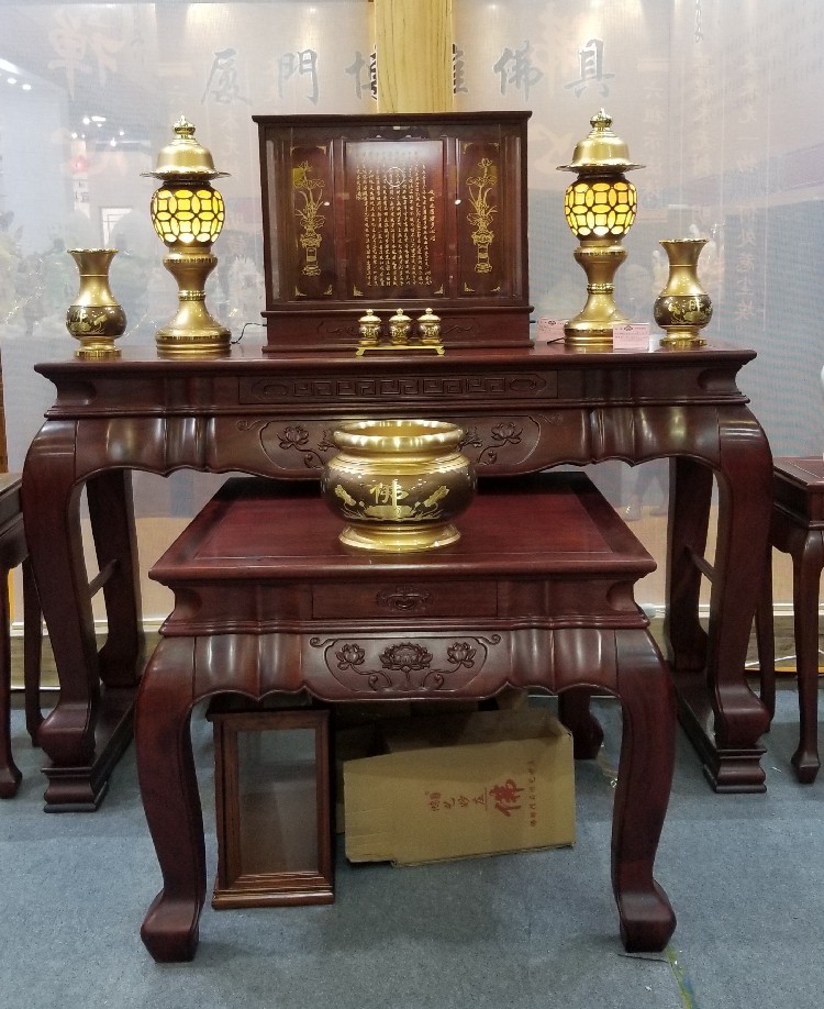 Elm deep walnut color Buddha Hall for table solid wood for Taiwan Buddha table incense case for God