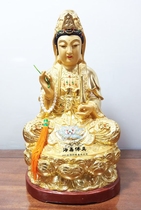 Haixin Buddha stately Buddha without core incense camphor wood Zhengfu Gold Guanshiyin Bodhisattva Buddha 16 inches