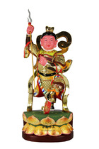Haixin solemn Buddha statue without core incense camphor wood carving Zheng Jin Dunhuang color Nezha three prince 16 inches