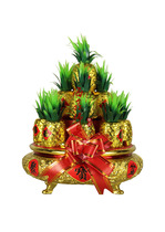Haixin Buddha Jiqing ornaments lucky town house evil golden plastic Dawang Laifeng Pear five fruit ornaments
