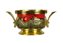 Haixin Buddha Buddha hall Temple supplies Alloy miscellaneous Copper double ears responsive double dragon incense burner 8 inches