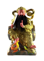 Haixin Buddha stately Buddha statue coreless camphor handmade wood carving gilt sand gold Xuantian God