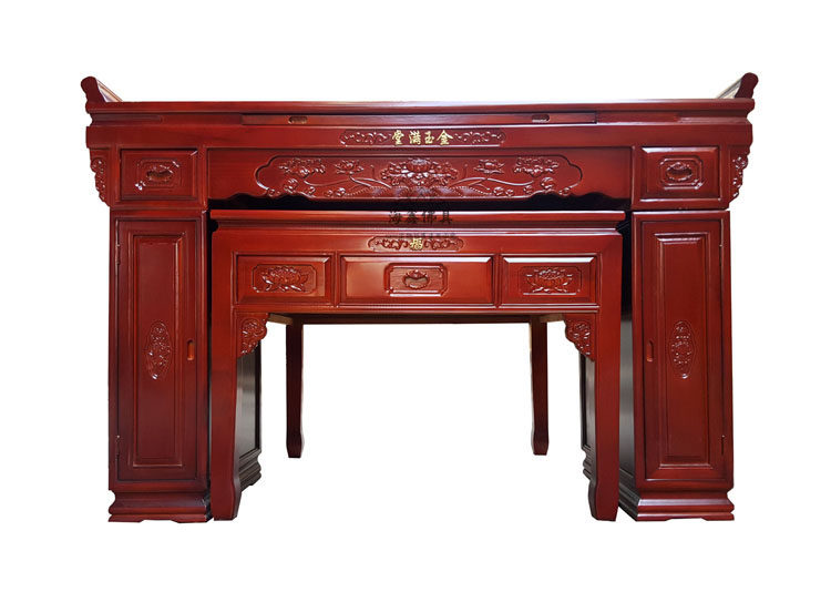 Lotus relief mahogany color Jinyu Mantang for the table God table Eight Immortals table 155 175 196 216cm wide
